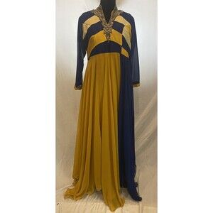 Party Wear Gown Pakistani Indian Formal Dress Bollywood Womens Blue embroidered